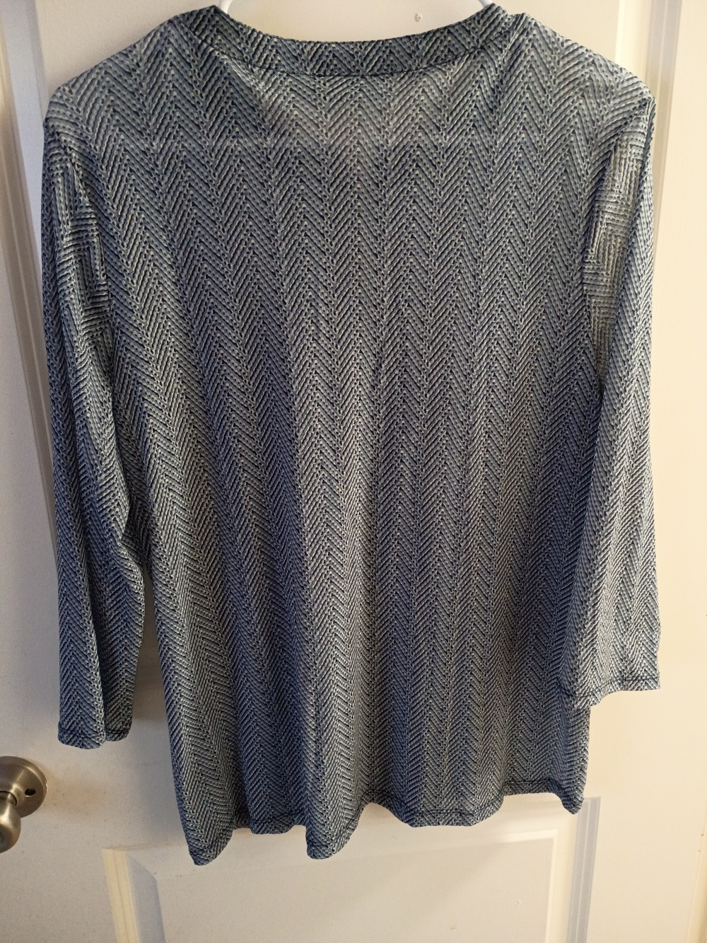 The Limited Blue Chevron Ruffle Neck Blouse - Picture 7 of 7